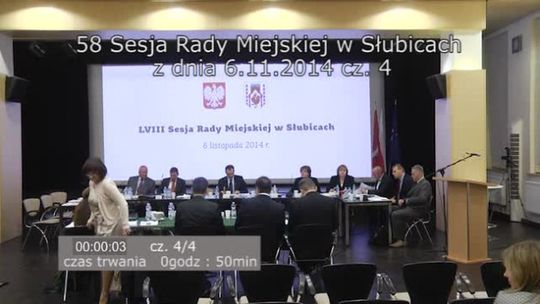 58 Sesja Rady Miejskiej z dnia 6.11.2014