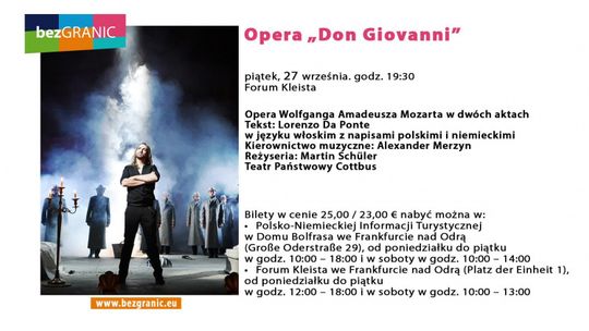 Opera Mozarta "Don Giovanni" zabrzmi we Frankfurckim Forum Kleista! 