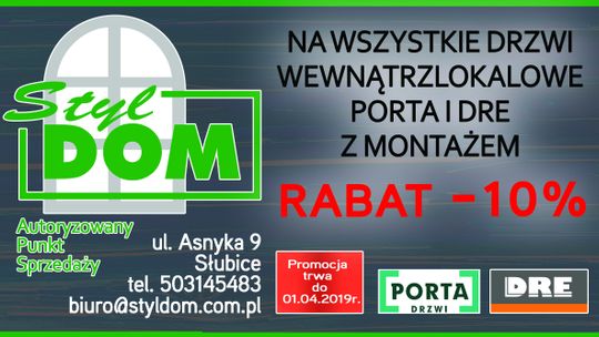 PROMOCJA W STYL-DOM NA DRZWI WEWNĄTRZLOKALOWE PORTA ORAZ DRE 