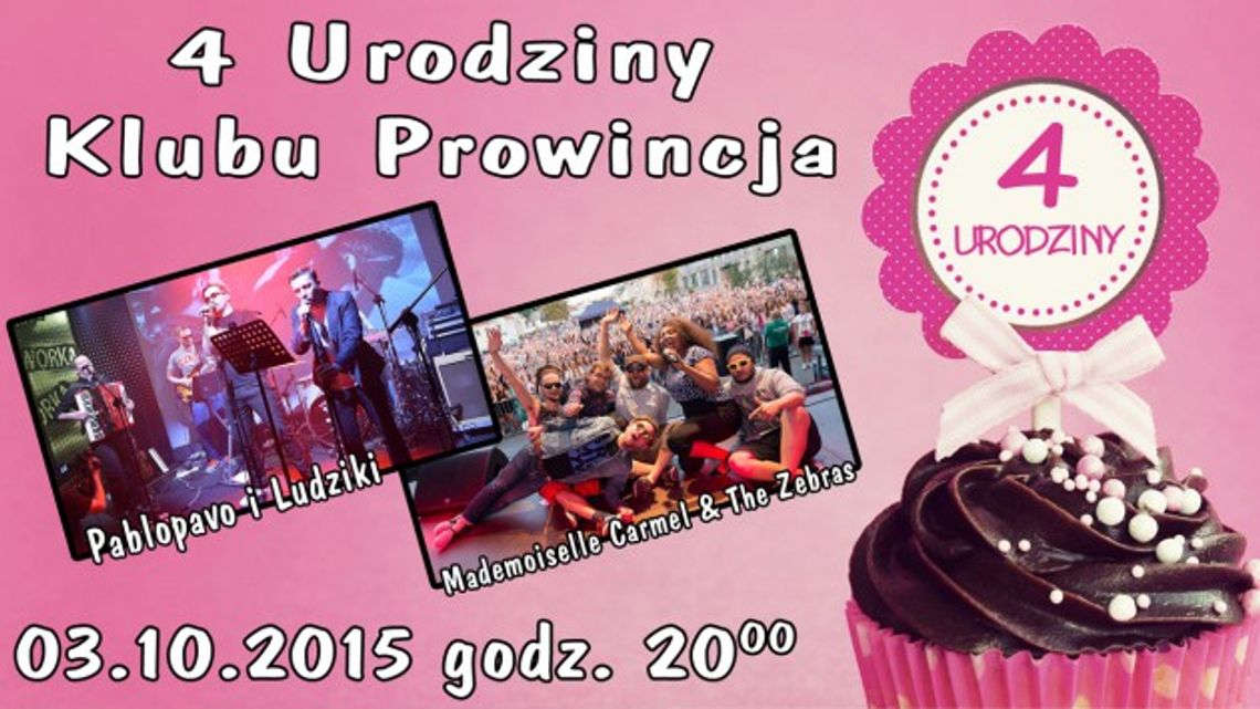 4 Urodziny Klubu Prowincja - zagra Pablopavo i Ludziki...