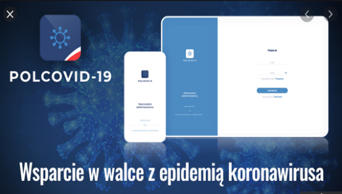 Aplikacja z mapą obrazującą skalę ryzyka zakażenia koronawirusem w Polsce